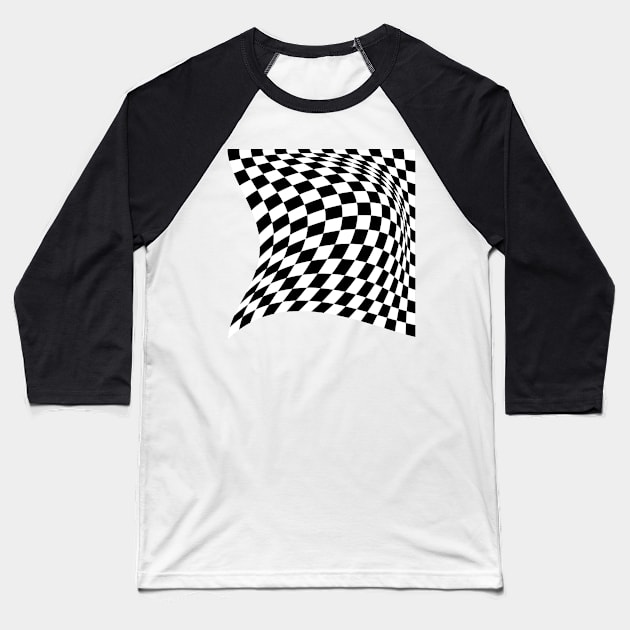 Warped chessboard 16x16 Baseball T-Shirt by TyneDesigns